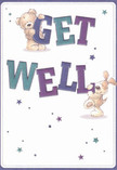 A tender wave of optimism washes over this charming get well card, its cheerful scene sure to warm hearts across Walworth. Two adorable figures grace the centre: a soft brown teddy bear and an eager, floppy-eared puppy, both inviting smiles as they share a bright get well message. The friendly, plump letters-painted in vibrant indigo and teal-rise boldly from a creamy white background, instantly catching the eye and echoing the lively palettes seen in window displays along Walworth Road. Whimsical blue and violet stars scatter playfully across the scene, symbolising hope and encouragement much like freshly cut flowers placed on a friend's doorstep. The illustrated textures are so detailed you can almost feel the fuzzy bear and smooth puppy fur, making the card's embrace as comforting as a locally made bouquet. Beyond just a message, this card is an emotional gesture, offering warmth and sincere care to anyone recovering in Walworth.